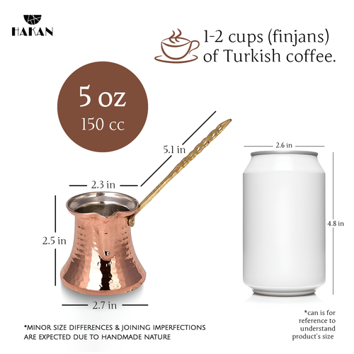 Hakan Turkish Coffee Pot, Stovetop Water Boiler with Handcrafted Copper Material - Picture 2 of 18