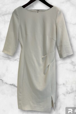 LK Bennett Lydia Women's ivory shift Draped Front Spilt Dress UK 8
