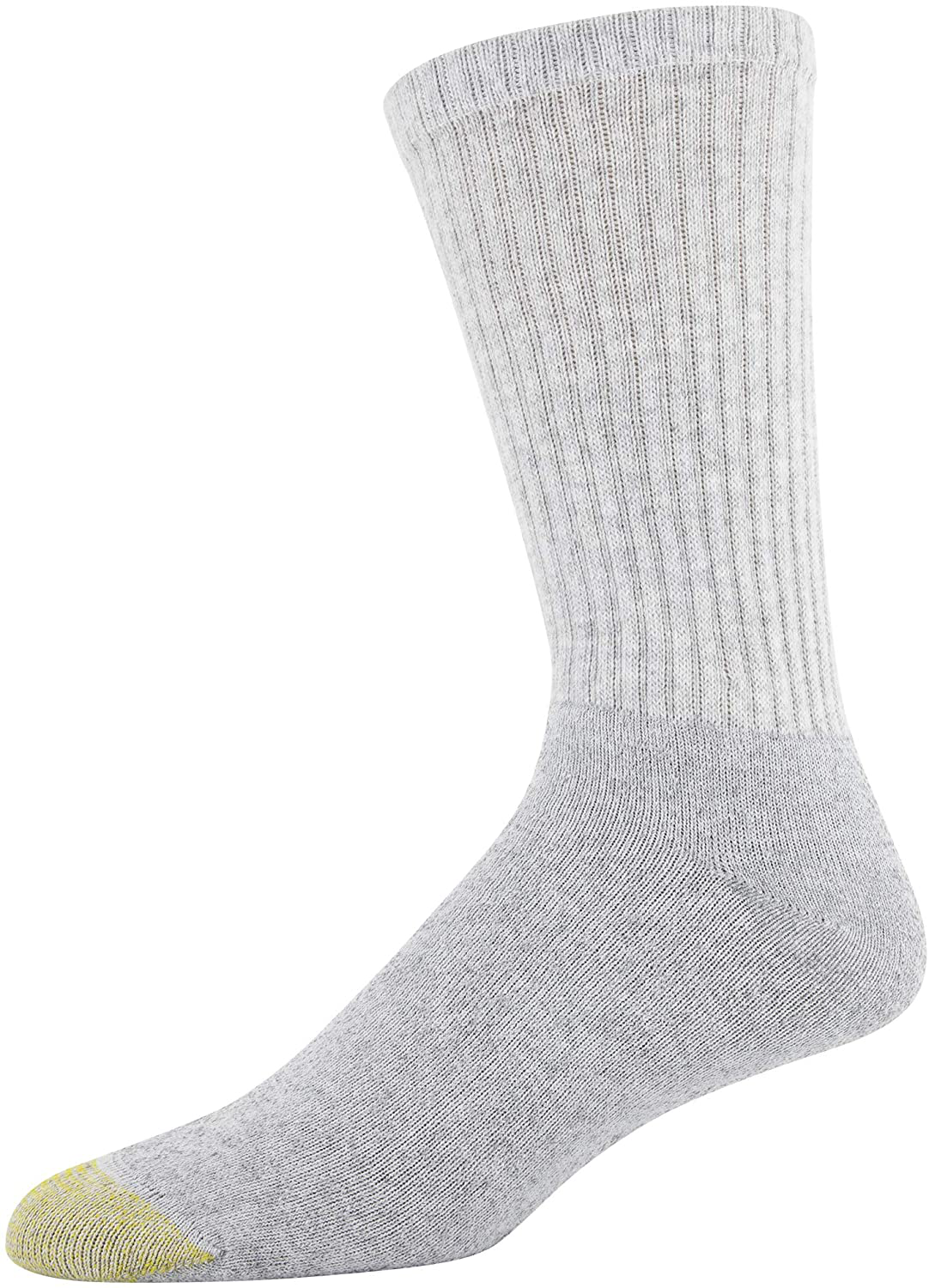 Premium Gold Toe Men’s 6Pack Soft Cotton Crew Athletic Sock, Grey