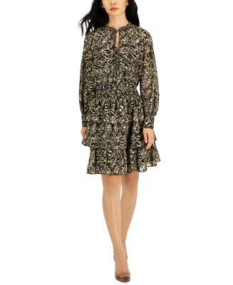 INC Womens Tiered Short Smocked Mini Dress Petites PM, Sara Snake | eBay
