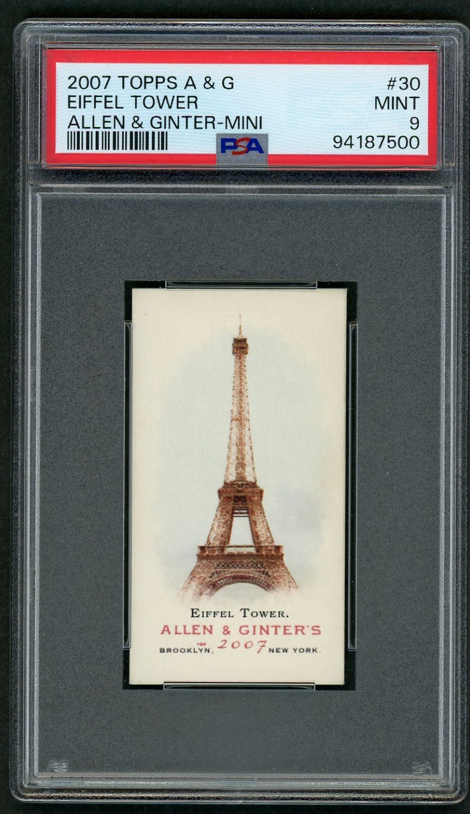 Eiffel Tower 2007 Topps A & G Allen & Ginter Mini PSA 9