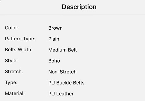 Women’s Brown Boho Square Metal Buckle Belt Size S (39.37” X 1.5”) Fits 25-31” - Picture 4 of 5