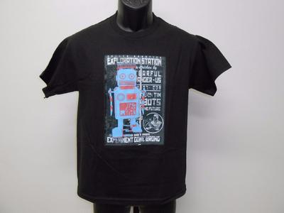 NEW BLUE ROBOT graphic tee YOUTH MEDIUM M SIZE 10-12 T-SHIRT 67FV