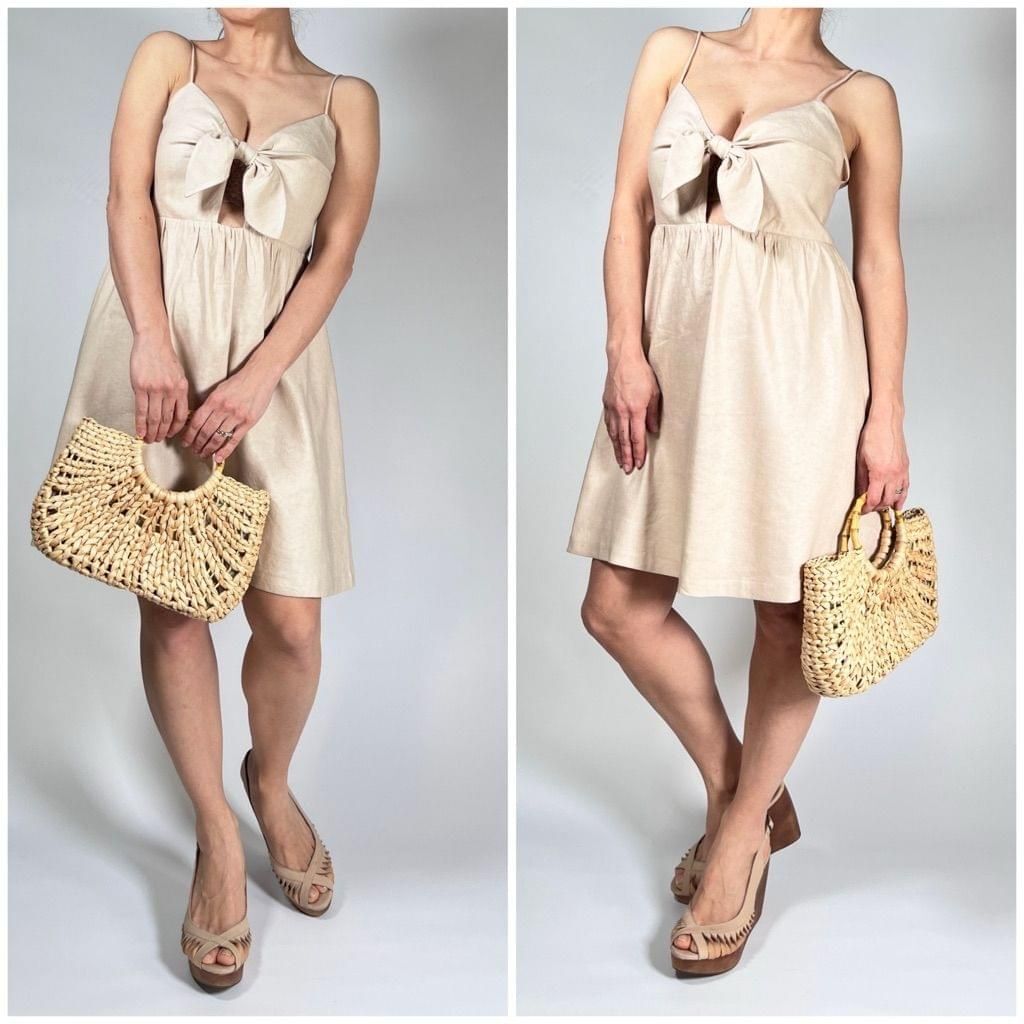 LAlice + Olivia Dress NEW Linen Viscose Blend Bow Dress