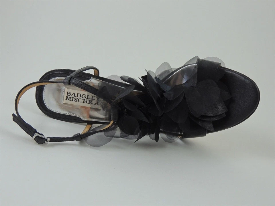 Badgley Mischka Women's Dreamy T-Strap Sandals Black Leather Size 10 M - Image 3 of 4