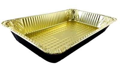 Handi-Foil Full-Size Deep Premium Quality Black & Gold Aluminum Steam Table Pan 