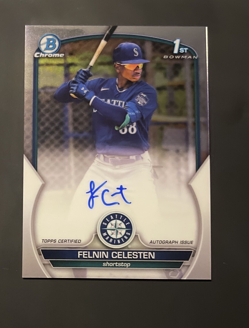 2023 BOWMAN CHROME 1ST AUTOGRAPH MARINERS FELNIN CELESTEN AUTO 