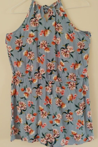 Aeropostale Junior Floral Print Halter Neckline Shorts Romper Size XL - Afbeelding 1 van 12