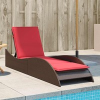 Vidaxl Sonnenliege Mit Kissen Braun 60X205X73 Cm Poly Rattan Neu