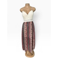 Justify Womens Lace Paisley Maxi Dress Boho Sleeveless Floral Print Large