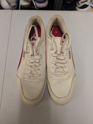 Puma Caracal Herren Größe UK 11 in Creme und Rot Foamplus Einlegesohlen Top Zustand 