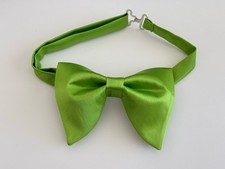 Handmade Lime Green Satin Bow tie Vintage style 70 s Bowtie Pretied Formal Prom