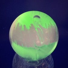 Venetian Glass Paperweight Bulls Eye Manganese 365nm Green UV Glow Italian Glass