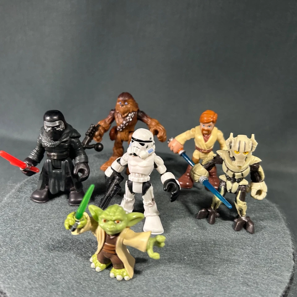 Lote de figuras de héroes galácticos Playskool Star Wars Yoda Kylo Ren Obi Wan Chewbacca Foto 4 de 4
