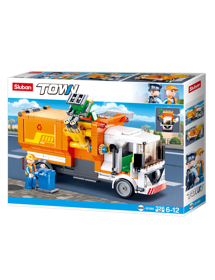Camion poubelle SLUBAN M38-B1066 pour ranger les faux déchets de la ville de briques