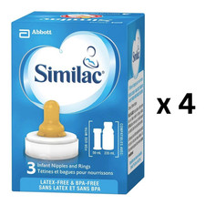 Similac Infant Standard Flow Nipple and Ring, 3 Per Pack - Pack of 4
