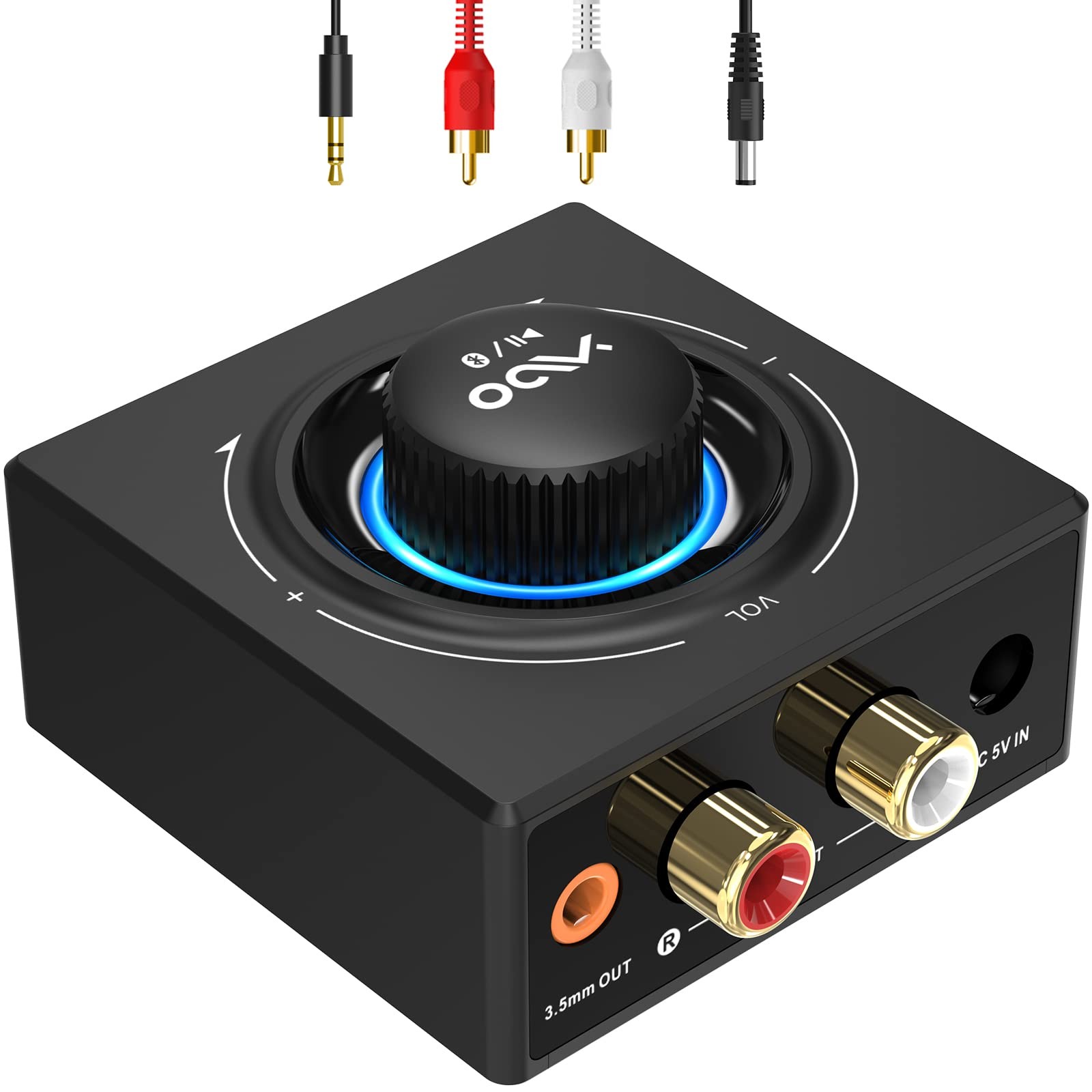 Bluetooth 5.3 Receiver with 100ft Range for 3.5mm Jack and RCA Audio Adapter B06T3