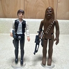 Vintage Star Wars 1977 Han Solo Big Head &  Nice Chewbacca Complete W Weapons