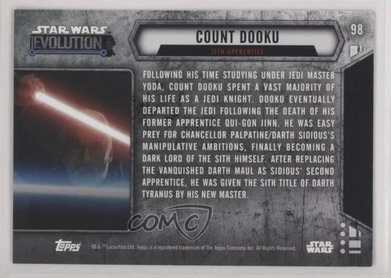2016 Topps Star Wars Evolution Purple Lightsaber Count Dooku Sith Apprentice 1j8 - Image 2 of 3