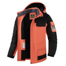 Outdoor Jacket Men Plus Size Fleece Lined Hooded Coat Man Parkas Coat Hiking