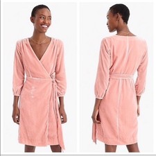 J. Crew Drapey Velvet True Wrap Dress | Pink | 4