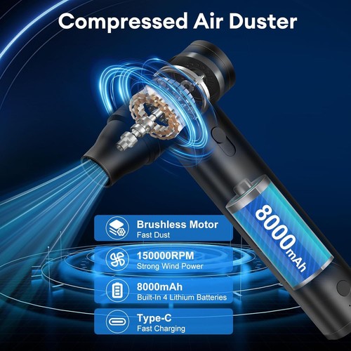 Electric Air Duster 8000mAh 3-Speed Strong Blower 12000RPM Light weight - 第 6/18 張圖片