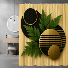 Elegant Black and Gold Shower Curtain with Leaf Design for Modern Bathrooms
