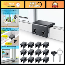 12 Pack Adjustable Window Locks with Key for Sliding Doors Windows - Easy Inst