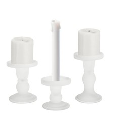 8.5/11/14 cm Set of 3 Glass Candle Holders for Column Candles Frosted White