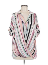 GiGio Women Silver Short Sleeve Blouse M