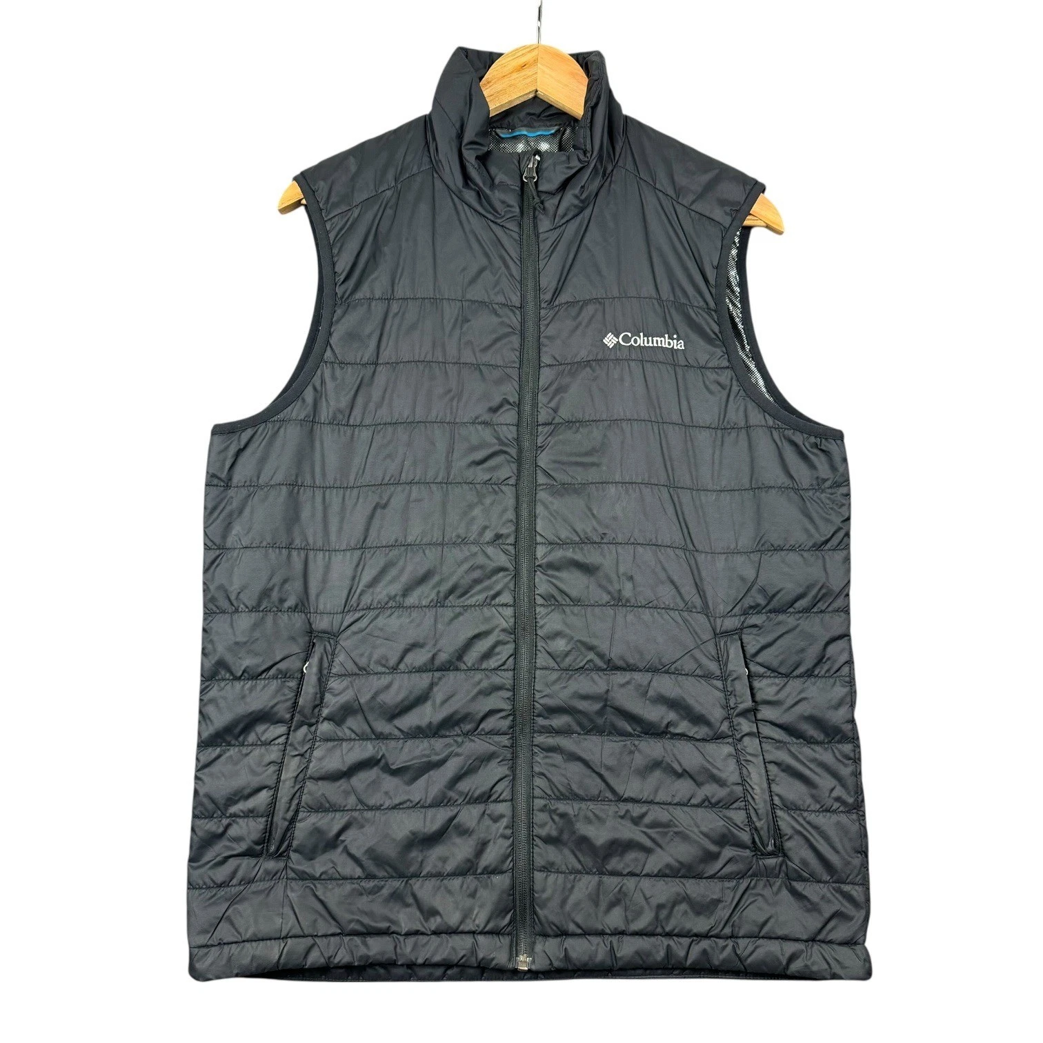 Columbia Puffer Vest Men Small Black Omni Heat Outdoors Sleeveless Jacket