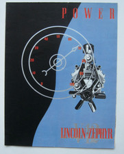 Vintage 1937 LINCOLN ZEPHYR V12 "POWER" Color Sales Brochure