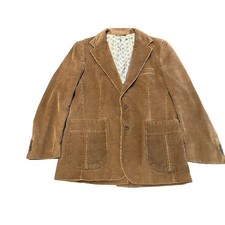 HAGGAR 44 Corduroy Tan Blazer Jacket Sports Coat, Mens, Made in USA, Lined