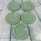 5 Vintage Fire King Jane Ray Jadite Saucers 5.75" Ribbed Jade-ite READ