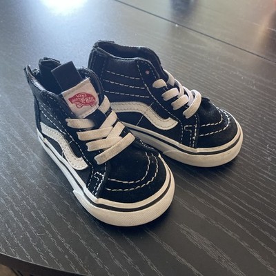 Vans Baby Toddler Sk8-Hi Shoes Black Suede Leather with Zipper Size 4