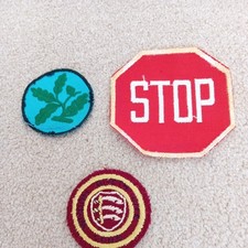 3 Vintage Sew-On Woven Badge national trust, stop and Essex County Council