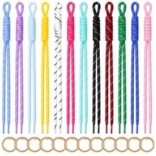 12 Pack Paracord Keychain Bag Charms, Rope Keychain Braided Nylon Rope Bag Ch...