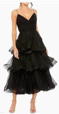 Mac Duggal Ruffled Chiffon Midi Dress, Sz 8, New, 398