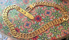 GORGEOUS VINTAGE GOLD-TONE USED GUCCI BELT. 32-35 INCHES