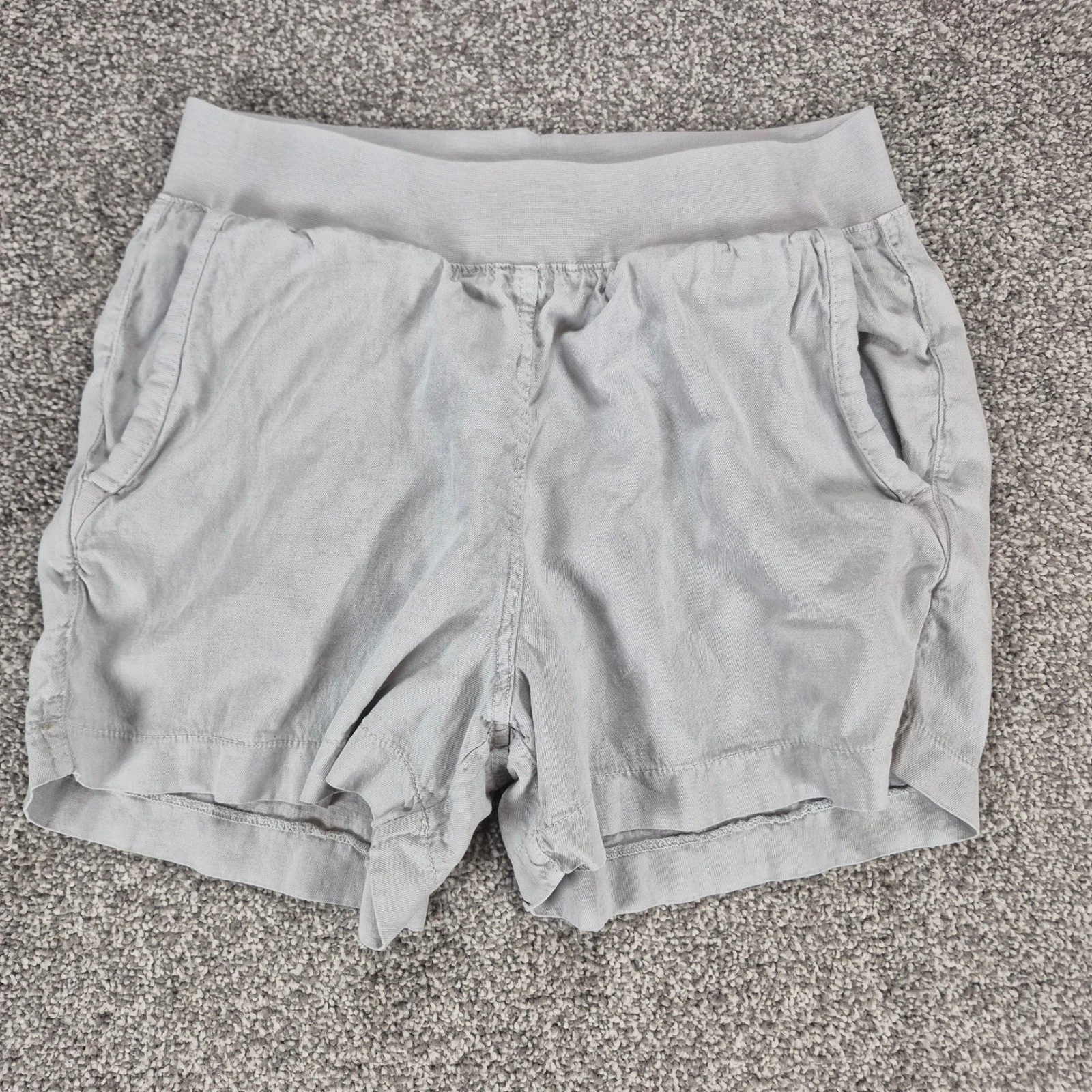Faherty Arlie Day Shorts Womens Medium Tencel Linen Blend Stone Gray