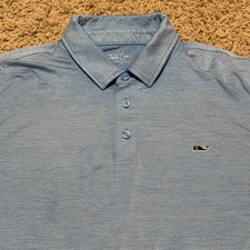 Vineyard Vines Men s OTG Sankaty Polo Shirt Blue/White Wicking Golf Large