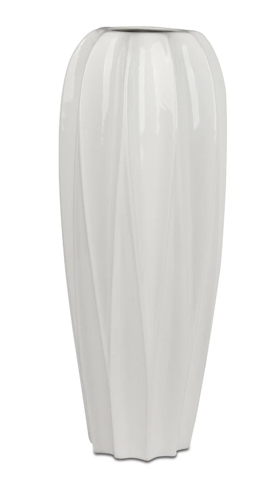 Formano Moderne Bodenvase 46 cm Welle weiß konisch rund Keramik 704153