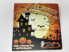 Halloween Pumpkin Carving Set 10Pcs Stainless Steel with Bag 25Pcs Stencils Kit
