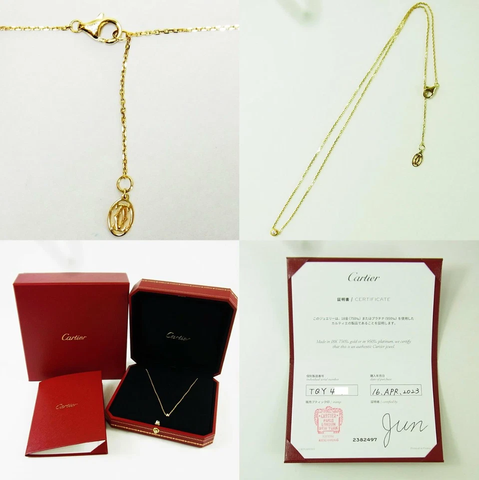 Auténtico collar Cartier de diamantes Damour Legers 16" oro amarillo 18k con caja Foto 4 de 4