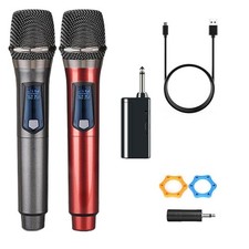 Wireless Microphones, Dual Handheld Dynamic Wireless Mic for Karaoke, Wedding...