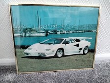 Lamborghini Countach Poster Original Gold Metal Frame