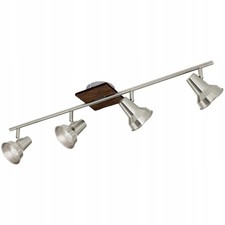 Faretto da Soffitto 4x3,3w Gu10 3000k Stile Loft Legno Acciaio