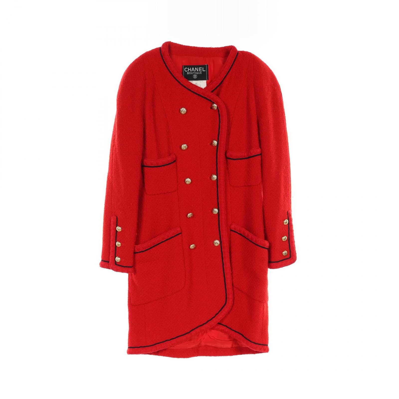CHANEL Coco Mark Button Outer Wool Nylon Ladies R… - image 1