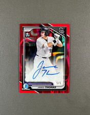 2024 Bowman Draft Jared Thomas 5/5 Red Lava Chrome Refractor 1ST Auto #CPA-JTH
