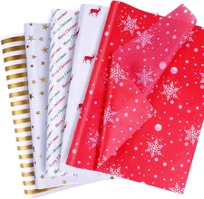 Christmas Tissue Paper Bulk, 100 Sheets Christmas Tissue Paper for Gift Bags - S